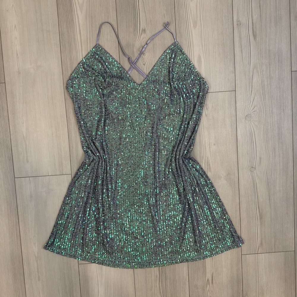 Victoria's Secret Lilac Purple Sequin Slip Mini Dress Size Large